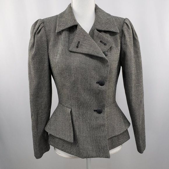 Vintage Jackets & Blazers - Vintage Herbert Grossman Riding Peplum Jacket Blazer Asymmetric Union Made in US